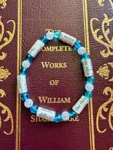Load image into Gallery viewer, Book Bracelet with Paper Beads, Aqua and White