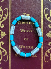 Load image into Gallery viewer, Book Bracelet with Paper Beads, Turquoise and Silver