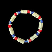 Load image into Gallery viewer, Book Bracelet with Paper Beads, Red, White, Blue