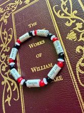 Load image into Gallery viewer, Book Bracelet with Paper Beads, Red, White, Black