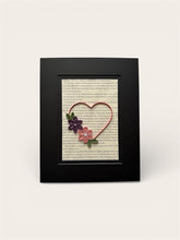 Load image into Gallery viewer, Quilled Heart Wall Art: Red, Pink & Purple Flowers on Book Page