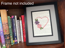 Load image into Gallery viewer, Quilled Heart Wall Art: Red, Pink & Purple Flowers on Book Page