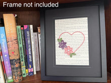 Load image into Gallery viewer, Quilled Heart Wall Art: Red, Pink & Purple Flowers on Book Page
