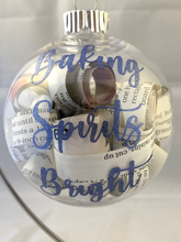 Load image into Gallery viewer, Baking Spirits Bright Upcycled Cookbook Ornament