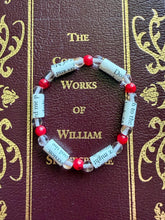 Load image into Gallery viewer, Book Bracelet with Paper Beads, Red and Pink
