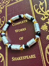 Load image into Gallery viewer, Book Bracelet with Paper Beads, Topaz, White, Black
