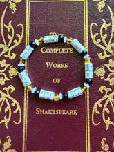 Load image into Gallery viewer, Book Bracelet with Paper Beads, Topaz, White, Black
