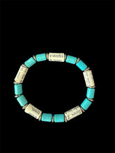 Load image into Gallery viewer, Book Bracelet with Paper Beads, Turquoise and Silver
