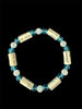 Book Bracelet with Paper Beads, Aqua and White