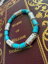 Load image into Gallery viewer, Book Bracelet with Paper Beads, Turquoise and Silver
