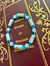 Load image into Gallery viewer, Book Bracelet with Paper Beads, Aqua and White
