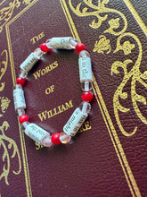 Load image into Gallery viewer, Book Bracelet with Paper Beads, Red and Pink
