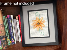 Load image into Gallery viewer, Quilled Sunflower Wall Art - Handmade Paper Flower on Book Page
