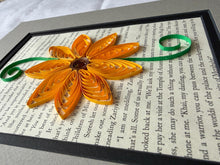 Load image into Gallery viewer, Quilled Sunflower Wall Art - Handmade Paper Flower on Book Page

