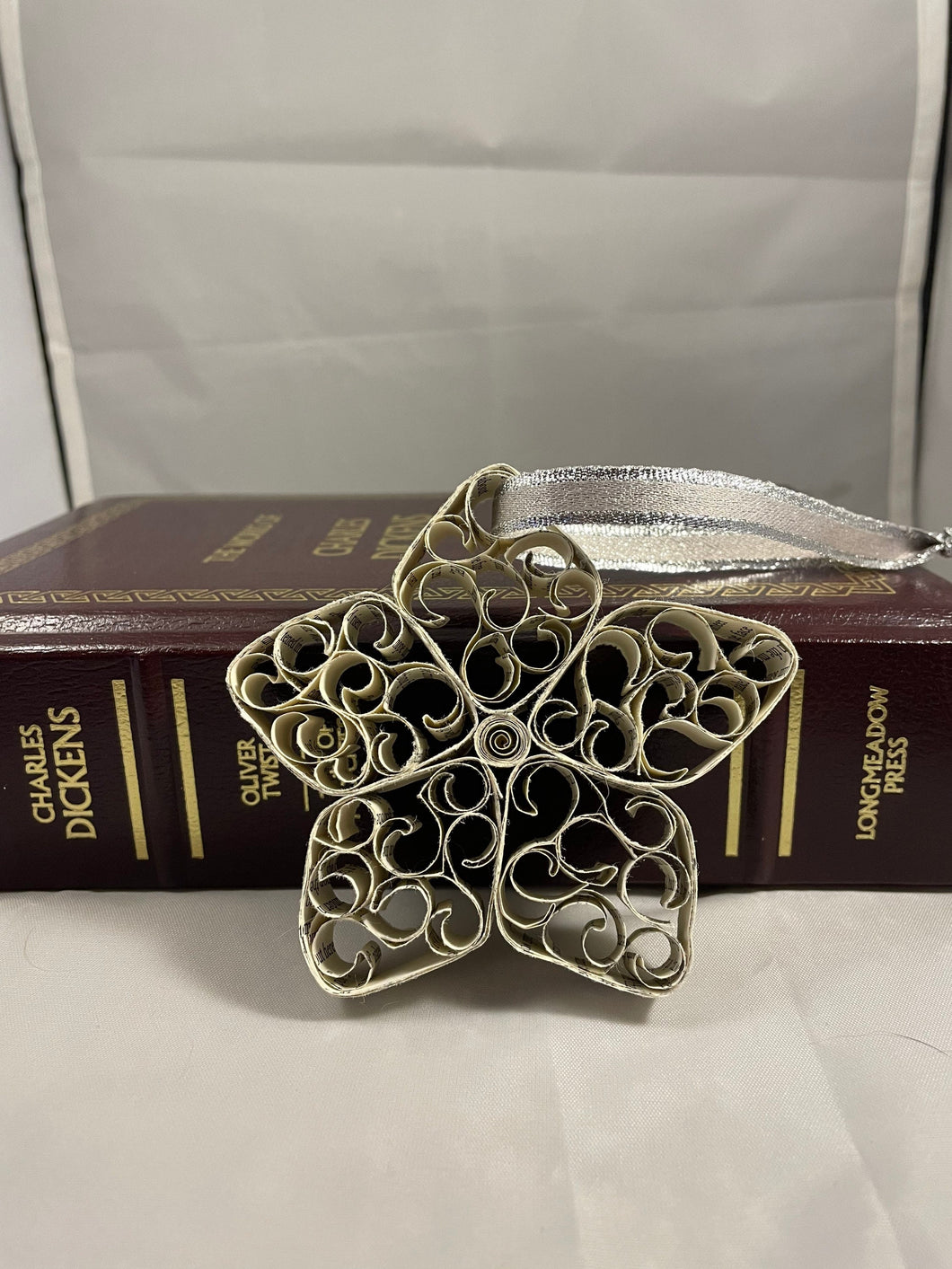 Book Ornament - Star, Poinsettia, Flower